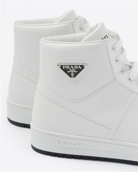 white prada sneakers high top|prada denim sneakers.